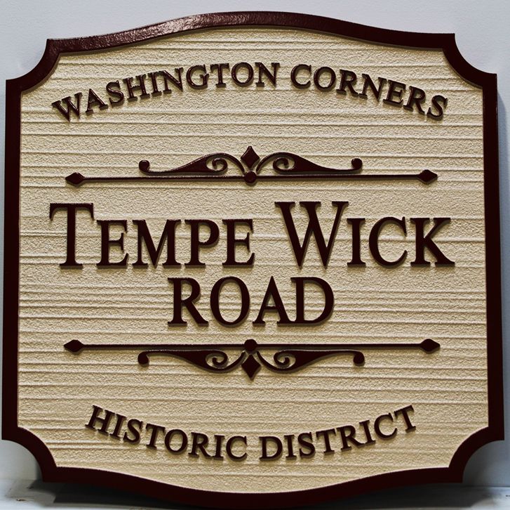 H17035 - Carved  and Sandblasted Wood Grain HDU) Name Sign, Tempe Wick Road,for Washington Corners Historical District  