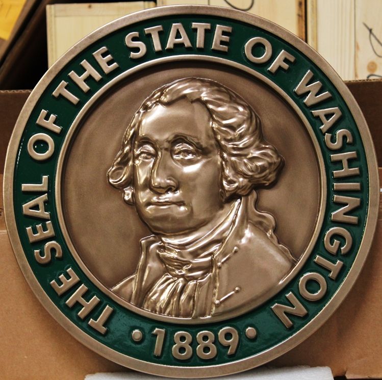 M7005 - 3-D Bronze-plated  Plaqueof the Great Seal of the State of Washington