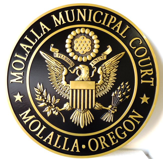 M7149 - 3D Polished Brass Wall plaque for the Molalla Municipal Court