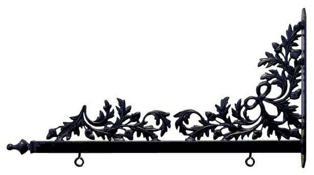 E14872 - Decorative Wrought Iron Scroll Bracket (Oak Leaves) for Hanging Golf Course Signs