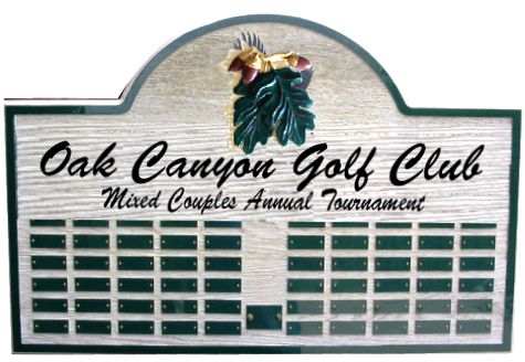 E14713 - Sandblasted Wood Golf Club Annual Tournament Champion Perpetual Plaque, Oak Canyon