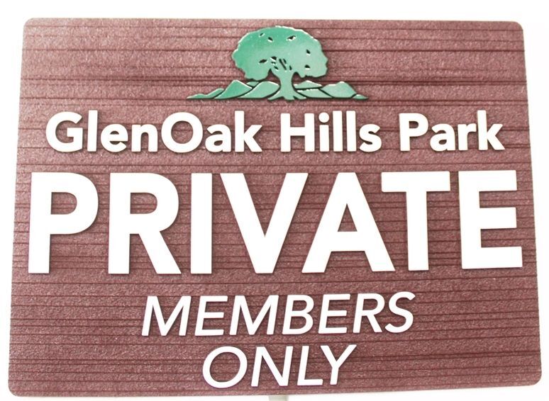 E14163 - Carved and Sandblasted Sign for "GlenOak Hills Park"