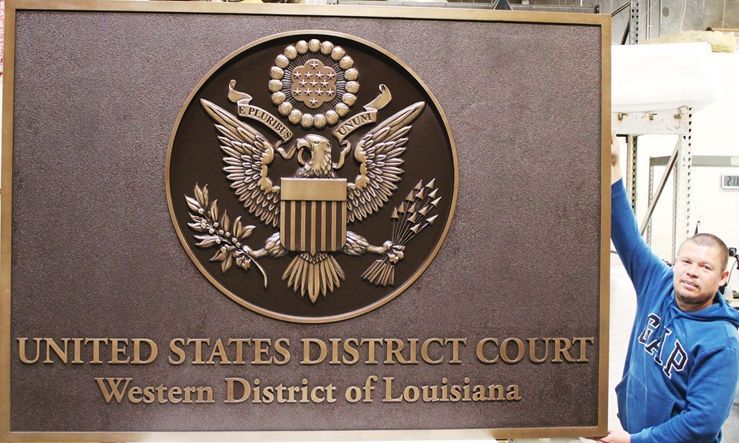 M7047 - 3-D Bronze-plated  Plaque  for a Courtroom of the  the US District Court of the Western  District of Louisiana.