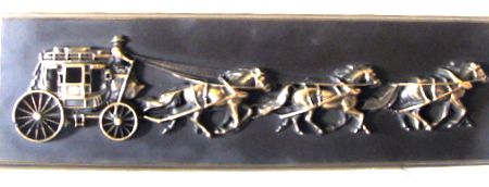 M7175 - Brass Wall Plaque of Stagecoach and Running Horses 