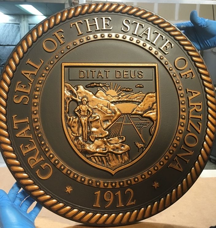 M7014 - Bronze-coated 3D Carved HDU Great Seal of the State of Arizona