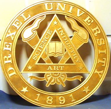 M7325 - Large Gold-Leaf Gilded Wall plaque for Drexel University