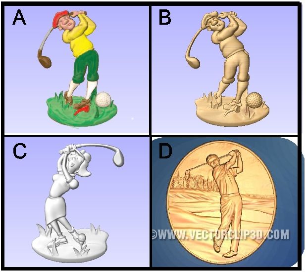 E14910 - 3D Carved Golfers for Golf Course Signs