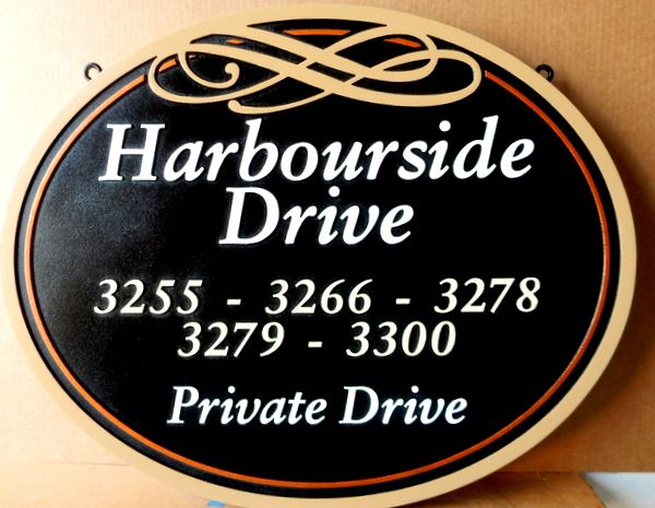 H17108- Carved HDU Harbourside Private Road Sign