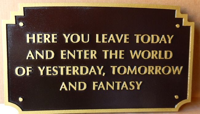 M7432 -  Gold-Painted Wall Plaque with  "World of Fantasy " Text