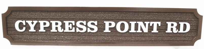 H17073A - Carved and Sandblasted Wood Grain High-Density-Urethane (HDU) Road Name Sign, Cypress Point  Road