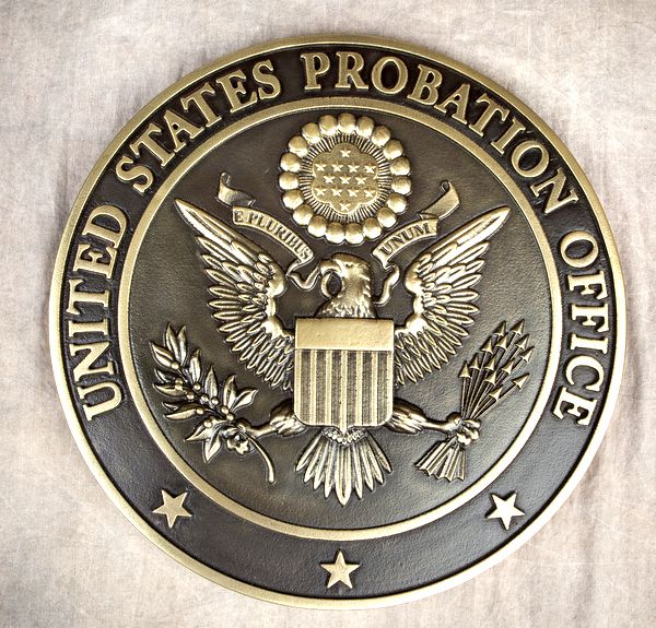 M7154 - Brass Wall Plaque for US Probation Office, with US Great Seal