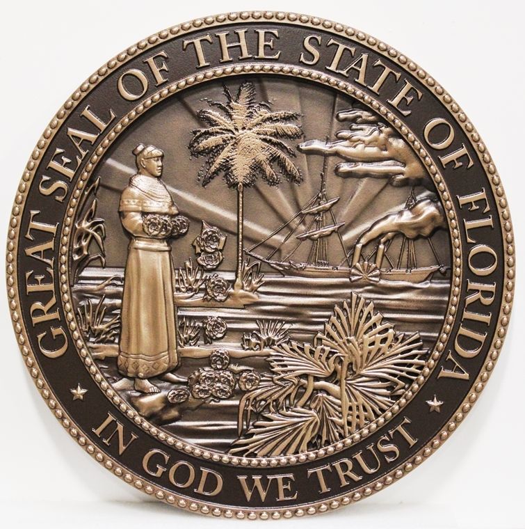 M7028- Bronze Wall Plaque for State of Florida Great Seal