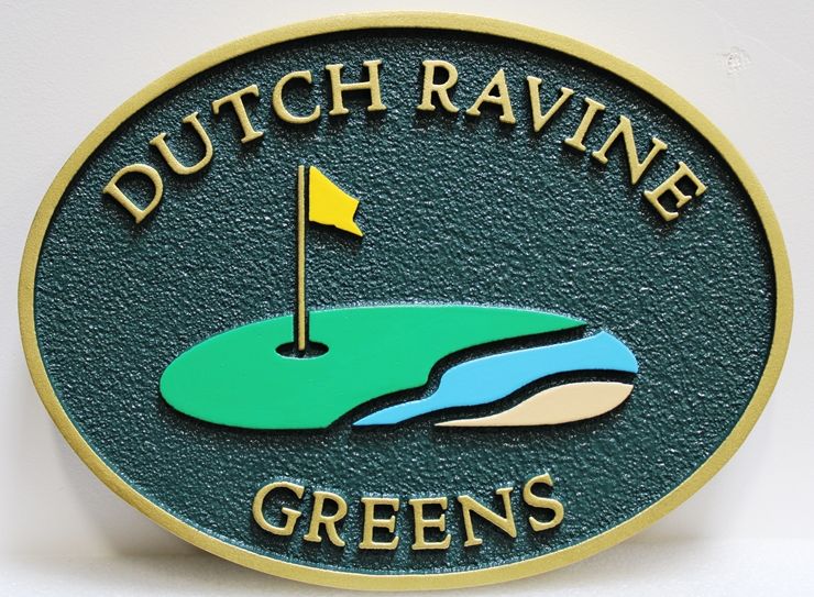 E14235 - Carved and Sandblasted High-Density-Urethane Sign  for Dutch Ravine Greens 