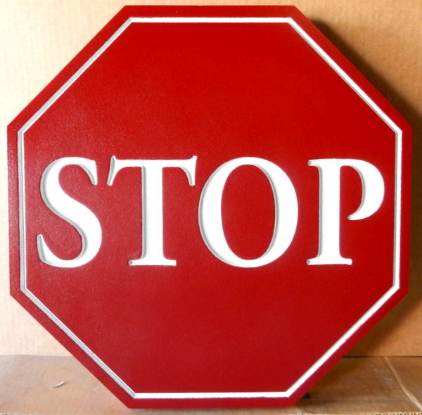 H17168 - Engraved  HDU STOP Sign with Reflective White Paint