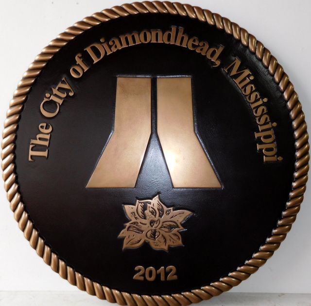 M7042 - 2.5-D Bronze-Coated Plaque with Dark Patina Wall Plaque for the City of Diamondhead, Mississippi