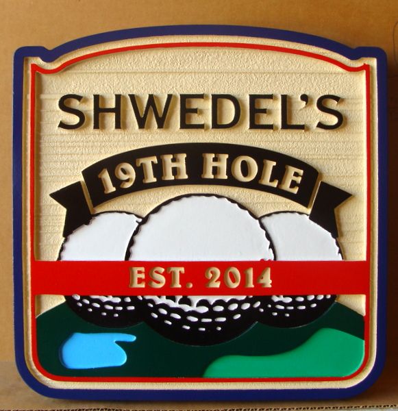 E14661  – Carved and Sandblasted 19th Hole Home Bar Sign