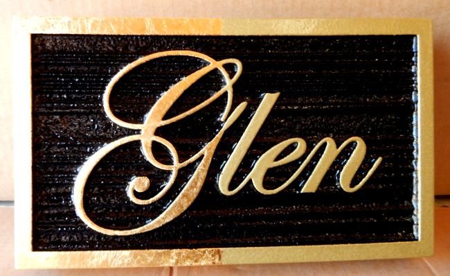 M7345 - 2.5D Name Plaque with Text and Border Gilded with Gold-Leaf