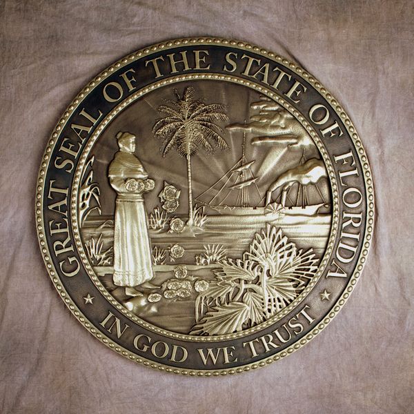 M7126- Brass  (Hi Polish)  Wall Plaque for State of Florida Great Seal