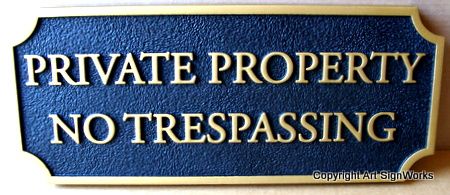 H17135 - Carved Wood Private Property / No Trespassing Sign 