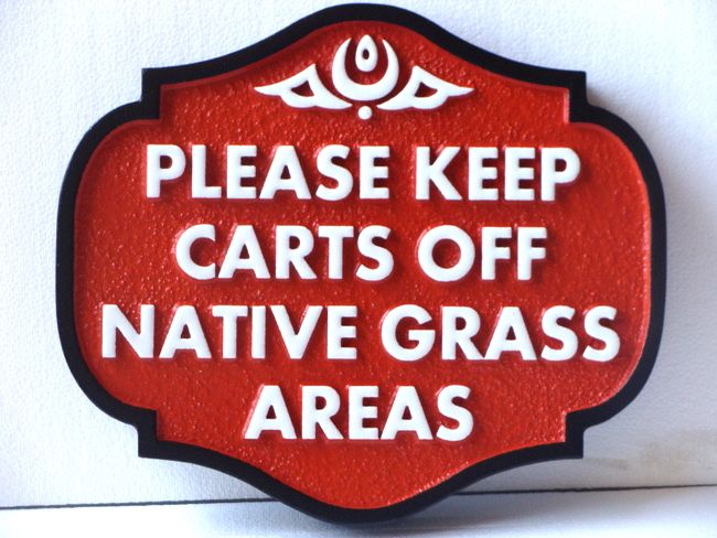 E14542 - Golf Course- Keep off Native Grass Areas Sign