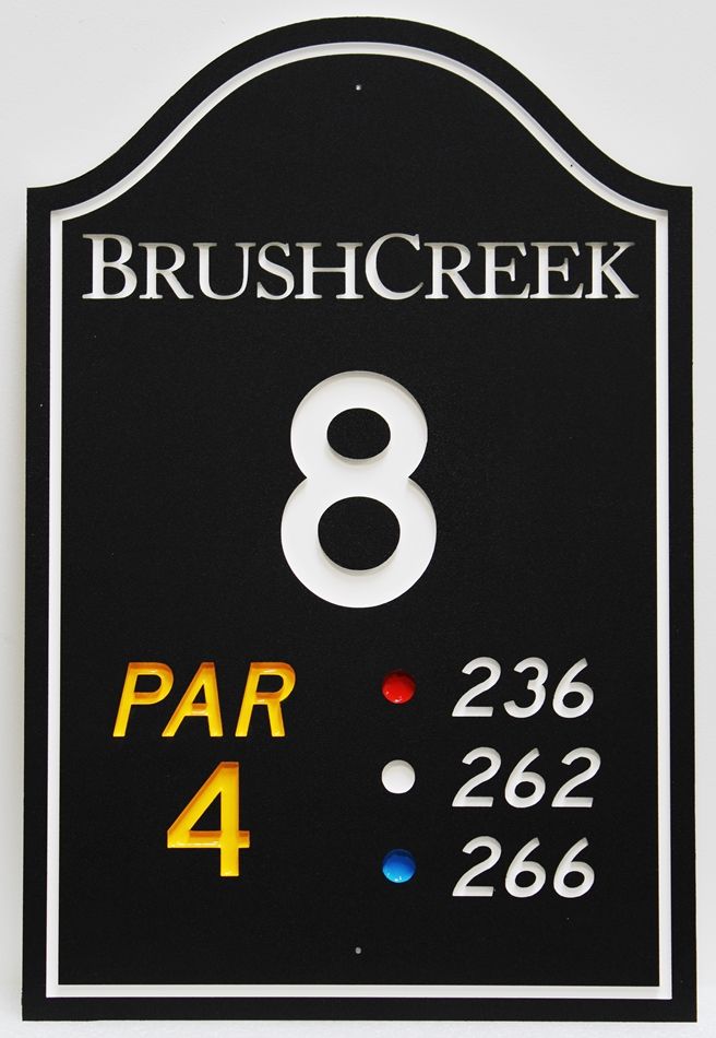 E14430 - Engraved HDPE Tee Sign for Hole 1 of the Brush Creek Golf Course