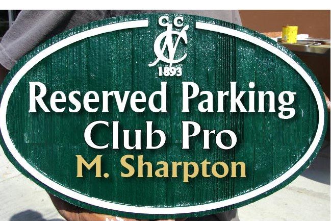 E14214 - Carved Reserved Parking Space for Club Pro, 2.5-D  Cedar Wood Sign