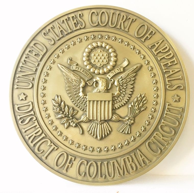 M7160 - 3D  Brass Wall Plaque for US Court of Appeals, District of Columbia