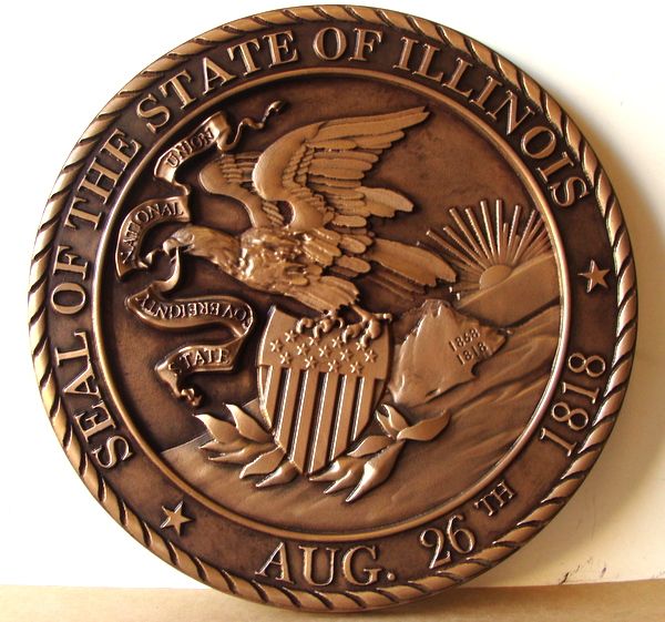 M7008 - Bronze 3D Wall Plaque of the Great Seal of the State of Illinois