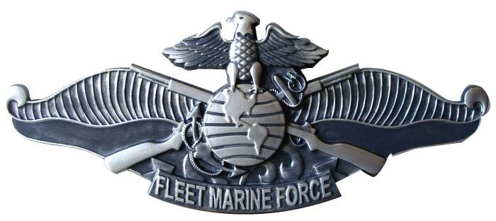 M7462 - Metallic Silver Painted Wall Plaque of USMC Emblem