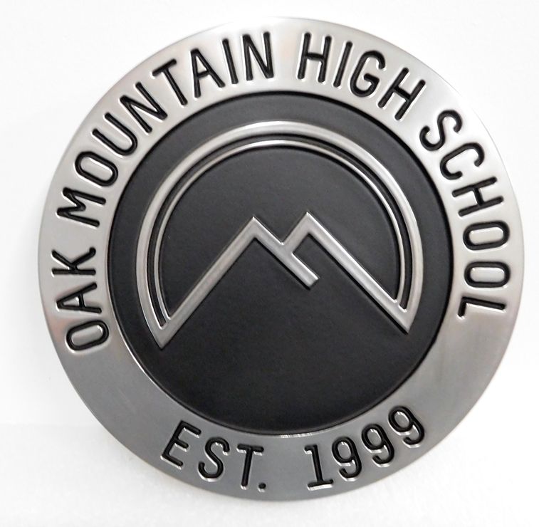 M7252 - Carved 2.5D Multi-level Polished Aluminum-plated  Plaque was made for Oak Mountain High School