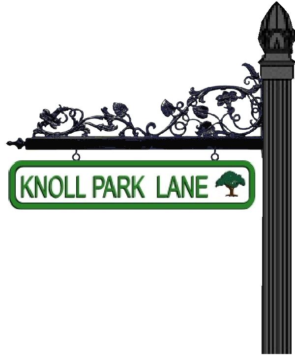 H17008 - Example Street Sign with Post and Decorative Scroll Bracket