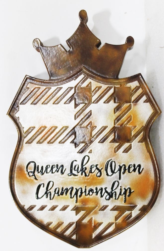 E14706 - Carved Sign for "Queen Lakes Open Championship"