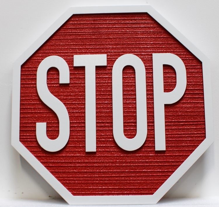 H17181- Carved and Sandblasted High-Density-Urethane (HDU) STOP Sign 