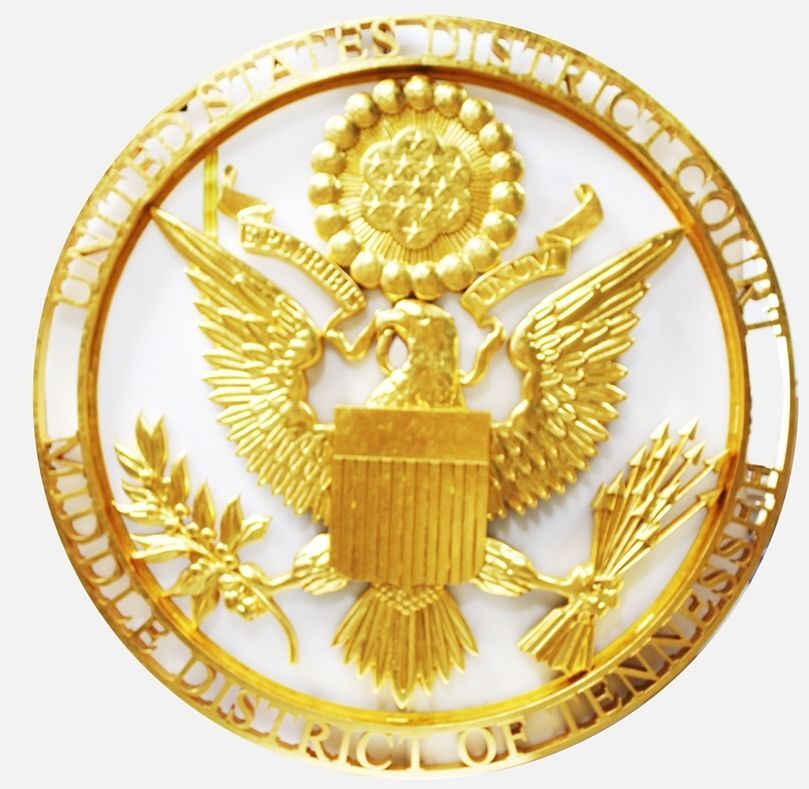 M7302 - Carved 3D Gold Leaf Plated Plaque for the "United States District Court" 