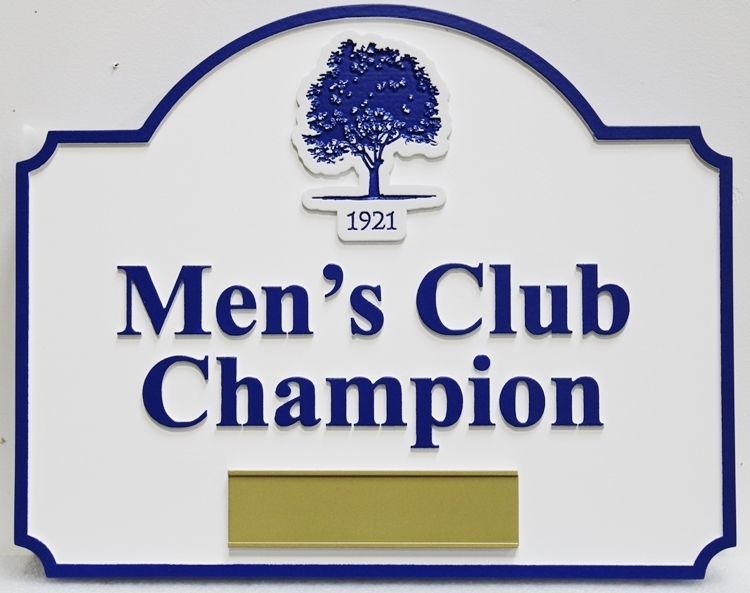 E14242 - Carved HDU  Reserved Parking Space Sign for the  "Men's Club Champion" 