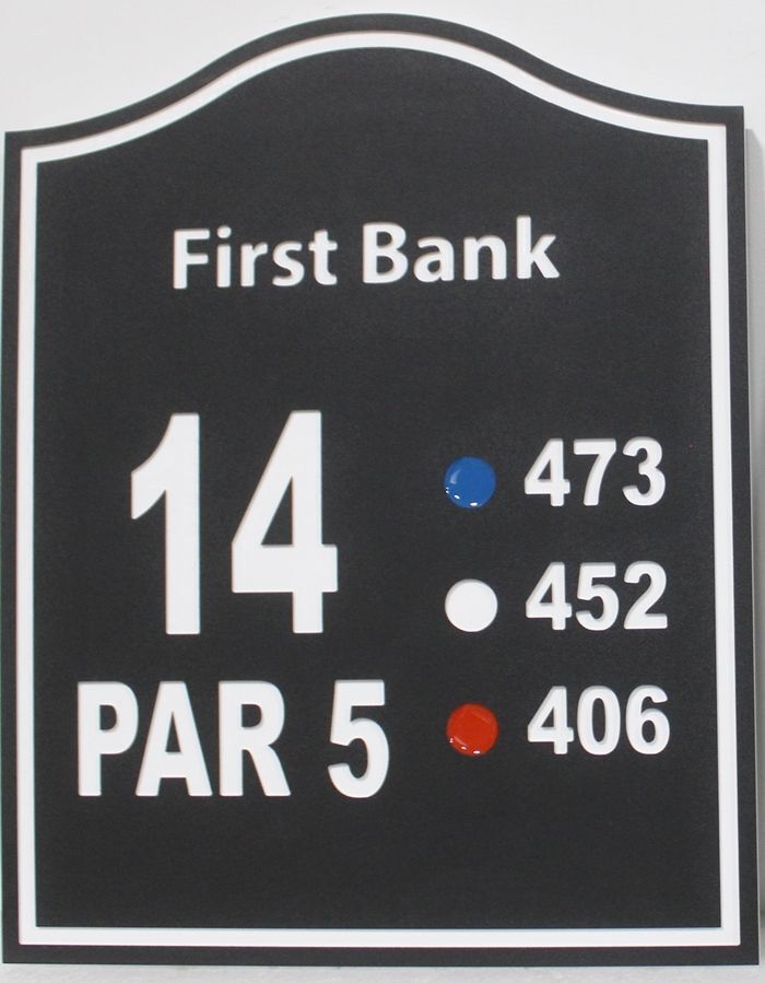 E14386 - Carved Sign for "Hole 14 Par 5"