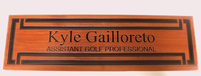 E14206 - Carved Cedar Golf Club Professional Name Sign