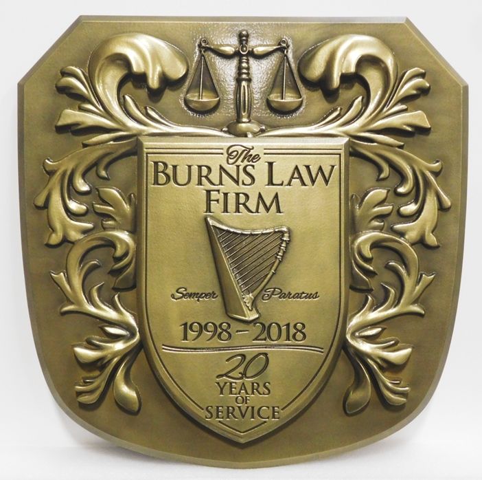 M7104 - 3-D Brass Wall Plaque for the Burns Law Firm