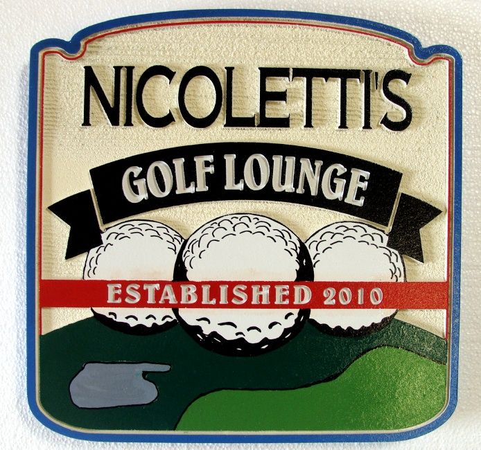 E14640 - Golf Lounge & Bar Indoor Wall Plaque