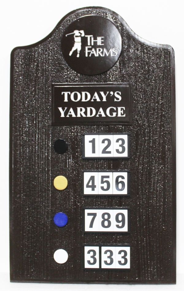 E14433 - Carved Sign for "The Farms Today's Yardage"