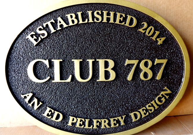 M7430 - Gold-Painted Carved Entrance Sign for Club 787