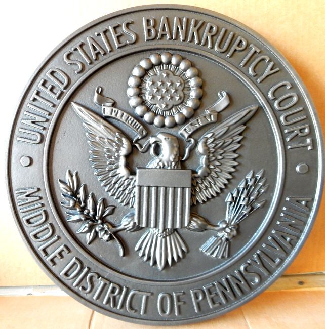 M7270 - Nickel-Silver Coated Wall Plaque for US Bankruptcy Court (no patina on background)