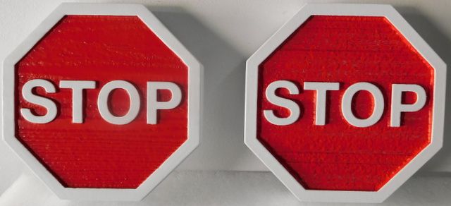 H17174 - Carved and Sandblasted HDU STOP Signs with Reflective White Paint