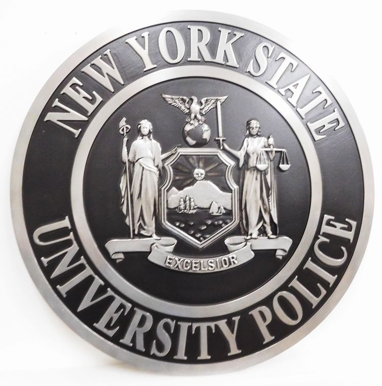 M7468 - Carved 3D Bas-reliefSilver Metallic Paired  Plaque  for the New York State University Police