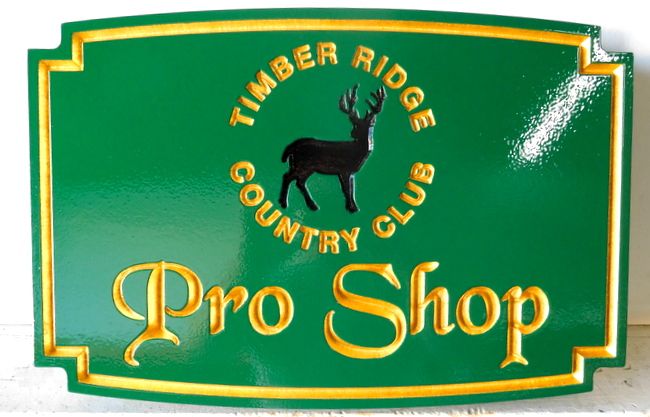 E14204 - Carved Engraved Timber Ridge Country Club Pro Shop Sign