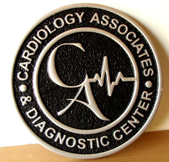 M7460 - Metallic Silver Painted Sandblasted HDU Wall Plaque for Cardiology Diagnostic Center 