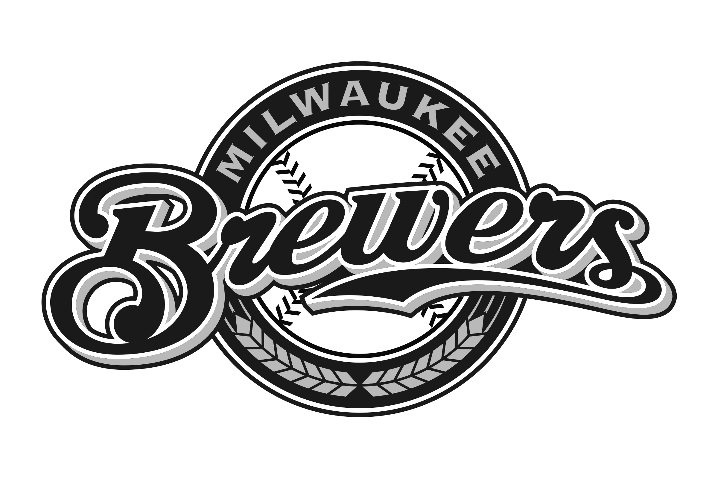 Milwaukee Brewers logo black and white