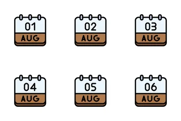 August Calendar Icon Pack