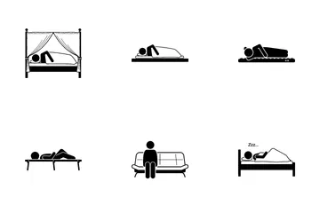 침대에서 자고 아이콘 팩