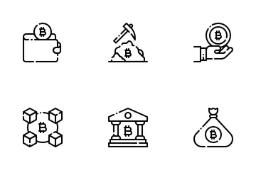 LineArt de criptomoeda Bitcoin Pacote de Ícones